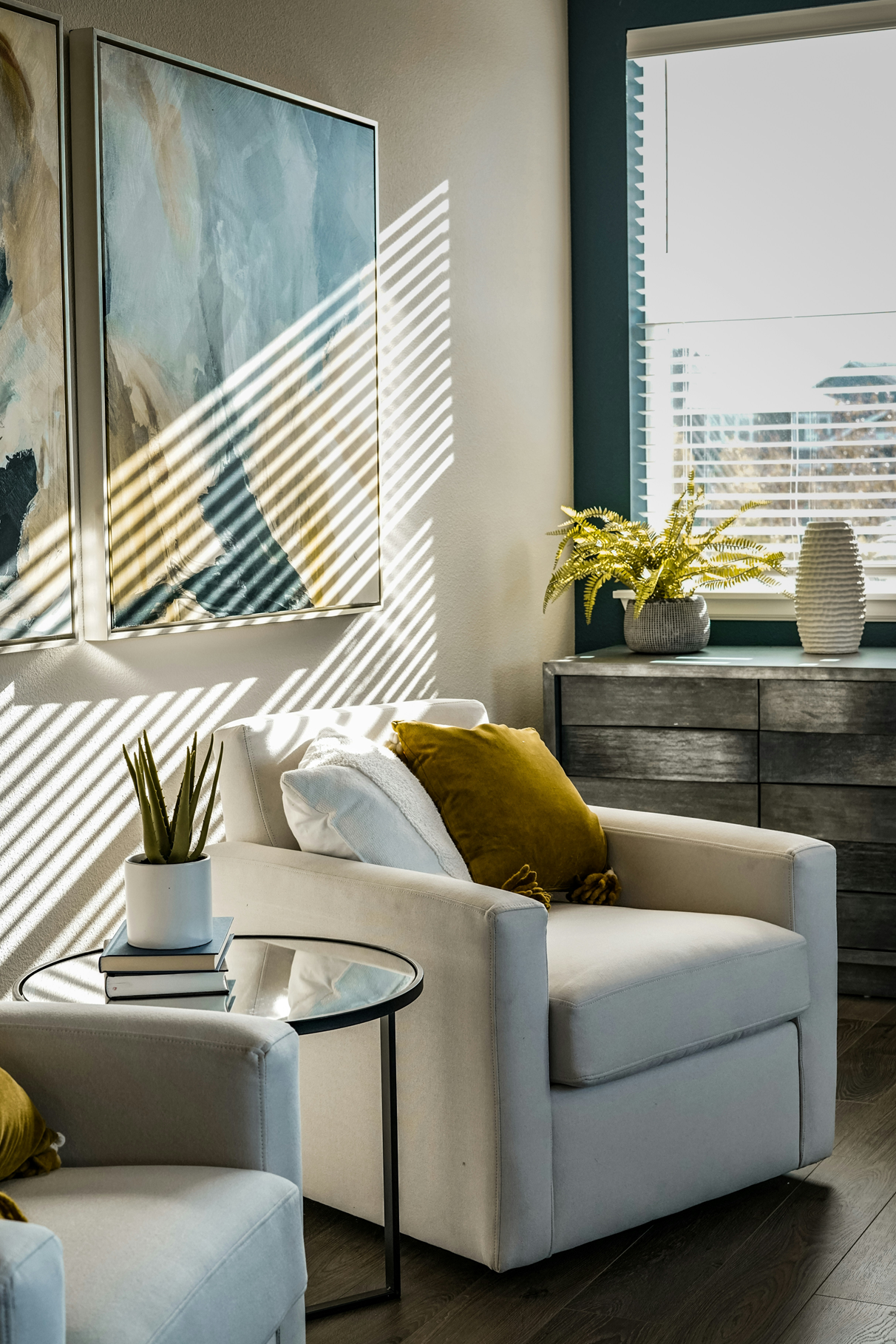 A quiet, sunlit room with a cozy armchair, representing a calm therapy space